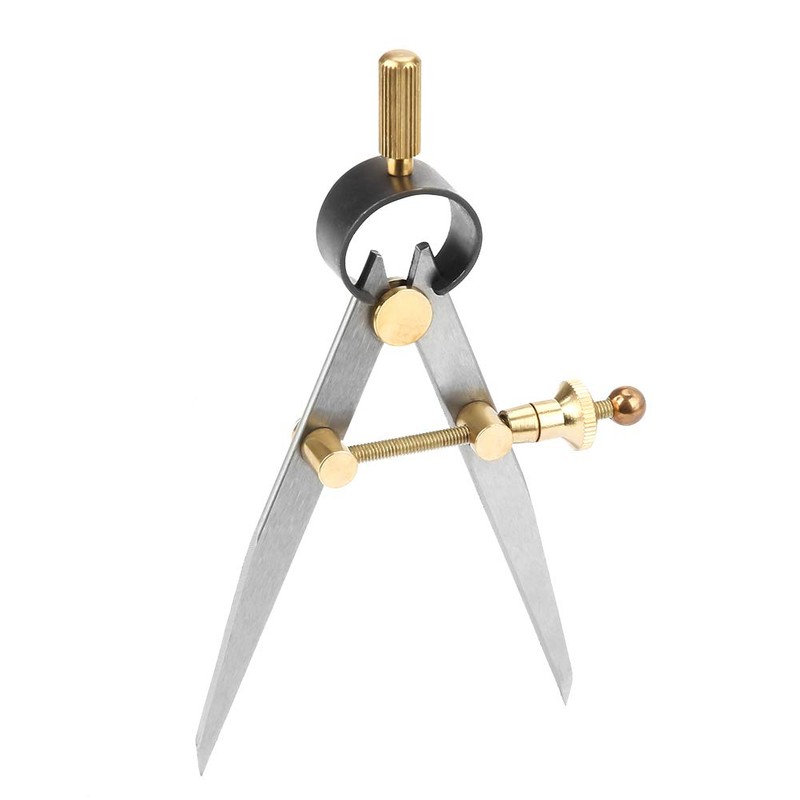 Professional Leather Compass, Adjustable Lockable Steel Wing Divider Rotating Scratch