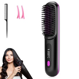 Go Brush Pro, Hair Straightener Brush Portable Gobrush Pro 2025 Cordless Hair Straightener for Travel (Black)