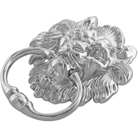 MOLIGOU Lion Head Door Knocker, 6 Inch Front Door Knocker, Lion Door Ring Pull Handle (Silver)