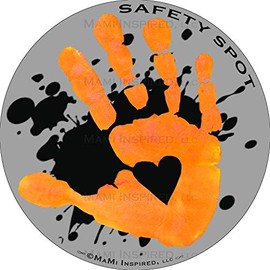 Safety Spot Magnet - Kids Handprint for Car Parking Lot Safety - Gray Background with Splat (orange)