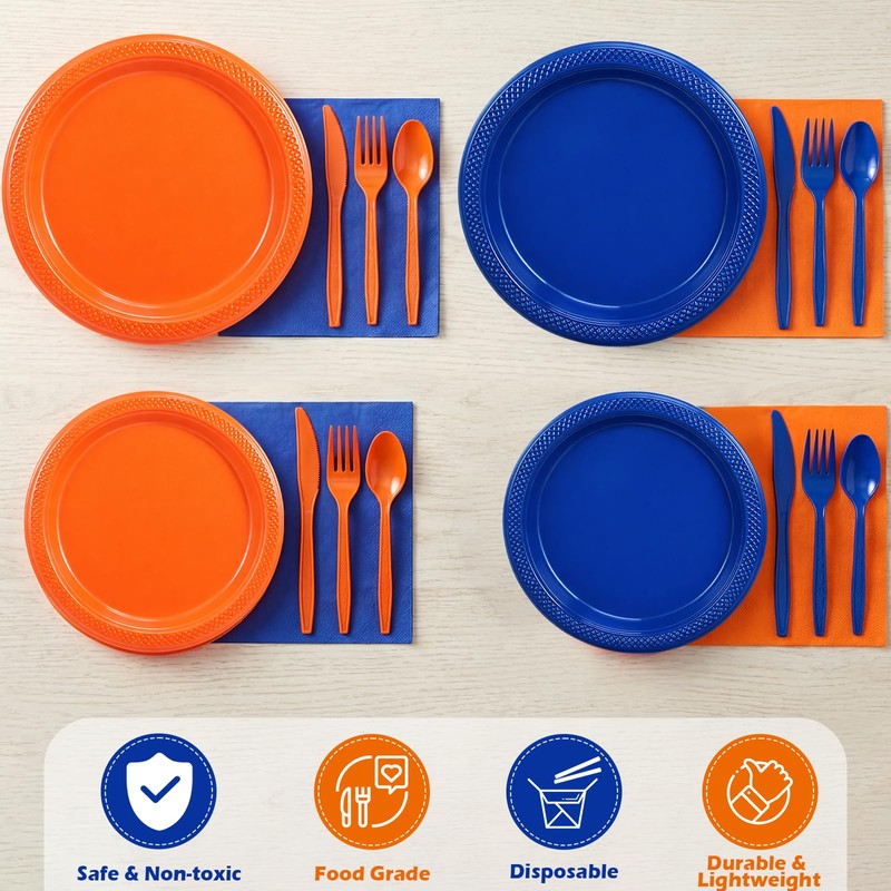 Uiifan 144 Pcs Plastic Plates for Party Set 9" Dinner