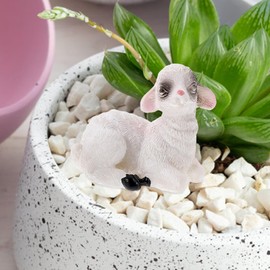 4pcs Miniature Sheep Figurines Resin Micro Landscape Fairy Garden Animals Ornament for DIY Terrarium Crafts Accessories (Random Style)