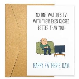 Funny Fathers Day Card For Dad, Grandpa, Uncle, Husband From Adult Daughter, Son, Wife, Happy Father's Day Gifts For Cat, Dog Dad, Birthday, Valentines Paw Greeting Cards 8"x5.3" (Watch TV)