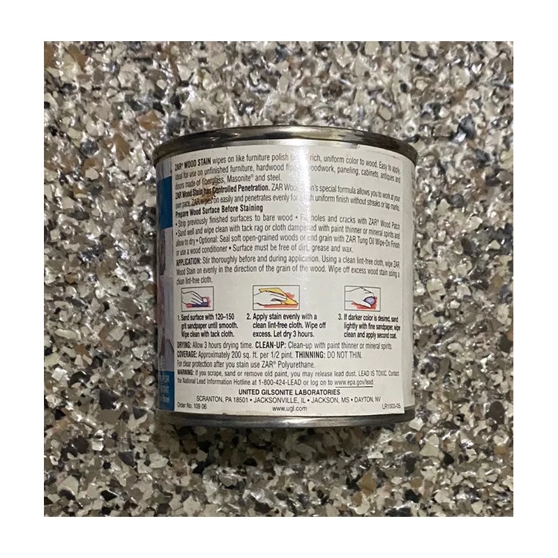 Zar Interior Stain,109 Colonial Pine, United Gilsonite Lab 1/2 pint