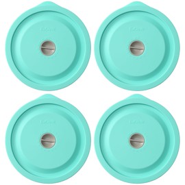 Replacement Lids for Pyrex 7200-PC 2 Cup, Silicone Round Storage Cover Lid for Anchor Hocking Glass Bowl 4 Pack with Date Mark Turquoise