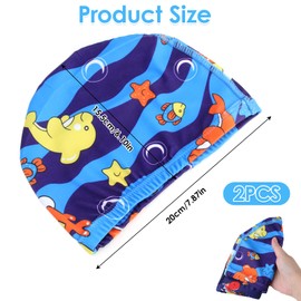 Swimming Cap Kids Boys, Gorro Natación Niña, Swimming Cap Children, Swimming Cap Girls Long Hair, Pack of 2 Children's Swimming Caps, Stretch Swimming Caps for Boys and Girls from 1-8 Years
