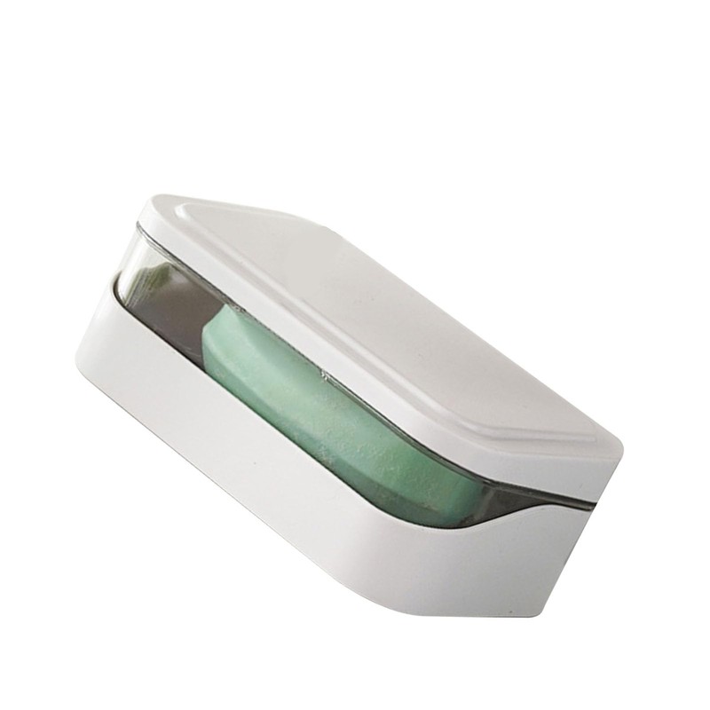 Soap Box with Removable Drainer and Lid, PP Leakproof Portable