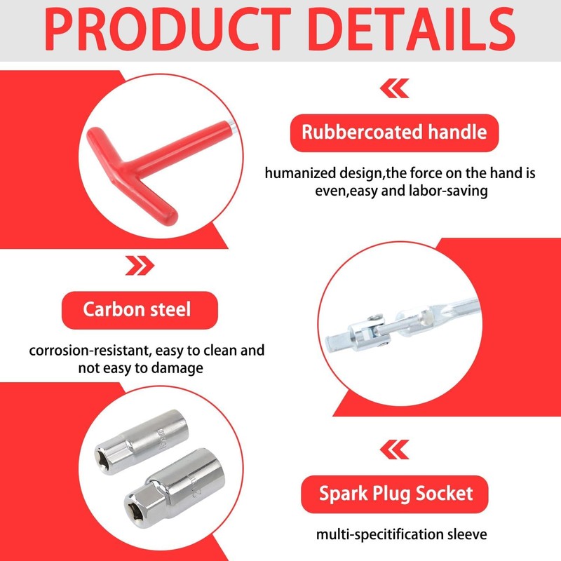 Walquicks T-Type Non-Slip Double Universal Joint Spark Plug Handle Socket