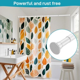White Shower Curtain Rod 28"-89.5", Never Rust Anti-Slip Adjustable Tension Curtain Rods No Drilling, Heavy Duty 1" diameter Spring Tension Rod for Bathroom/Closet/Windows/Room Divider