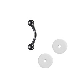 EZ Piercing 1.2 mm Titanium Banana Anti Game Disc Set Against Game Keloid on Ear Piercing Rook Daith Septum Piercing in 8 mm or 10 mm Length, Titanium, No Gemstone