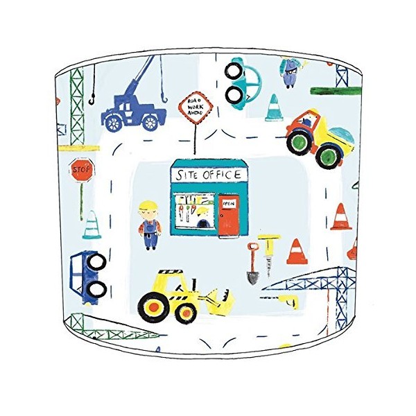 Boys Construction Digger Tractor JCB Lampshade For A Ceiling Light In 3 Sizes - Free Personalisation