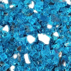 One Stop Outdoor (40 Pounds) 1/2" Inch Premium Caribbean Blue Reflective Bulk Fire Glass, Tempered for Fire Pit & Fireplace (Caribbean)
