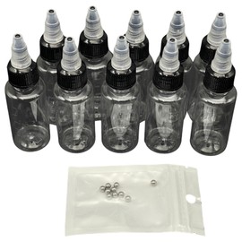 TIGRE BLANC Dropper Bottle, Clear Graduation, Stirring Ball Included, Dropper Bottle, Diluted, Paint Bottle, Plastic Model, Spare, Set of 10, 1.0 fl oz (30 ml)