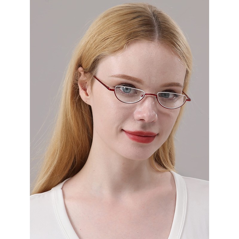 REAVEE 2 Pack Retro Designer Half Frame Reading Glasses for