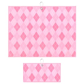 Argyle - Toalla de golf a cuadros con clip para mujeres y hombres, toallas de microfibra y balón, juego de 2