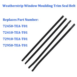 4 PCS 72450-TEA-T01 Door Weatherstrip Outside Trim Seal Belt Compatible with 2016-2021 Honda Civic Sedan, Replaces # 72410-TEA-T01, 72910-TEA-T01, 72950-TEA-T01