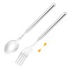 HAPPOW 2pcs Extendable Fork Spoon Set, Telescopic Fork and Spoon,