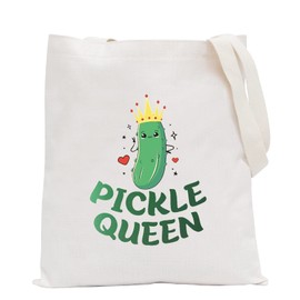 POFULL Pickle Lover Gift Vegetarian Gift Pickle Queen Makeup Bag Dill Pickle Gift Girl Pickle Cosmetic Bag (Pickle Tote Bag)