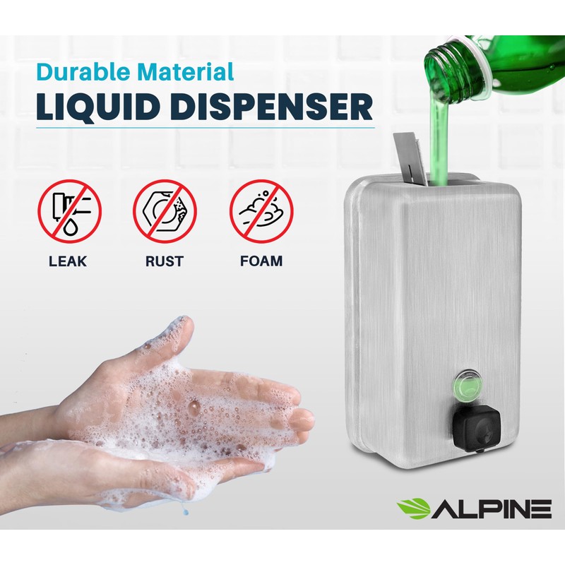Alpine Industries Stainless Steel Soap Dispenser - Commercial Soap Dispenser