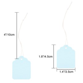 joycraft 200PCS Blank Price Tags with String, 45 x 35mm Kraft Paper Hang Tags, Blue Clothing Labels, Product Labels, Writable Marking Tags with String Attached for Jewelry, DIY, Gift Tags