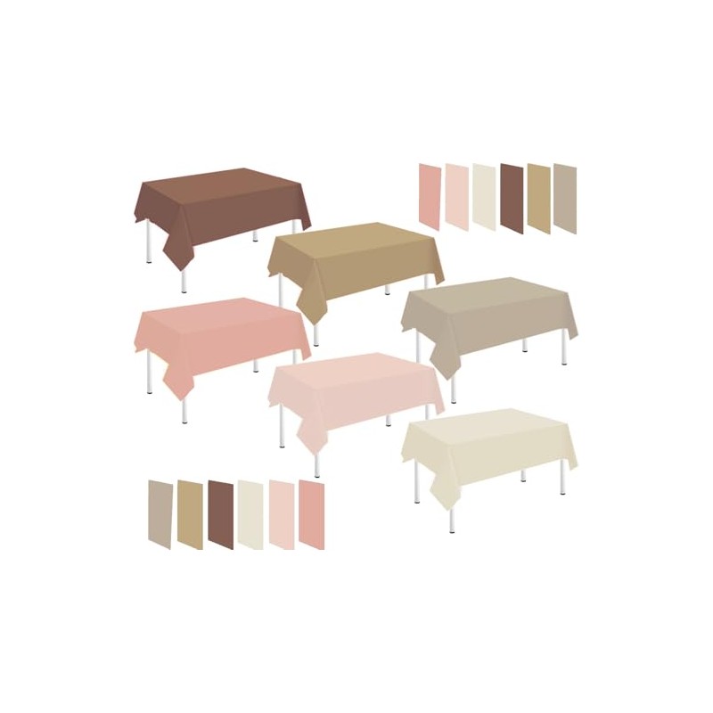 Whaline 24Pcs Neutral Plastic Tablecloth Rectangle Table Cover 6-Color Waterproof