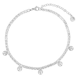 Akzent Fußkette Damen Edelstahl 24+5 cm verstellbar – Fußkettchen mit 5 Lebensbaum-Anhängern, robust & symbolträchtig