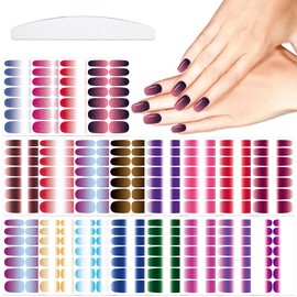YECIRALA 20 Sheets 280 Pcs Gradient Nail Polish Strips for Women Nails Stickers Full Nail Wraps Glitter Nail Polish Stickers Stick On Nails Decal Strips with Nail File DIY Nail Crafts Gel Nail Strips