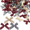 150PCS Mini Buffalo Plaid Burlap Bows, Red Black White Checkered