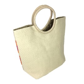 Tropical Palms Round Circle Handle Beach Bag Packable Large Tote Vibrant Summer Vacation Travel Handbag