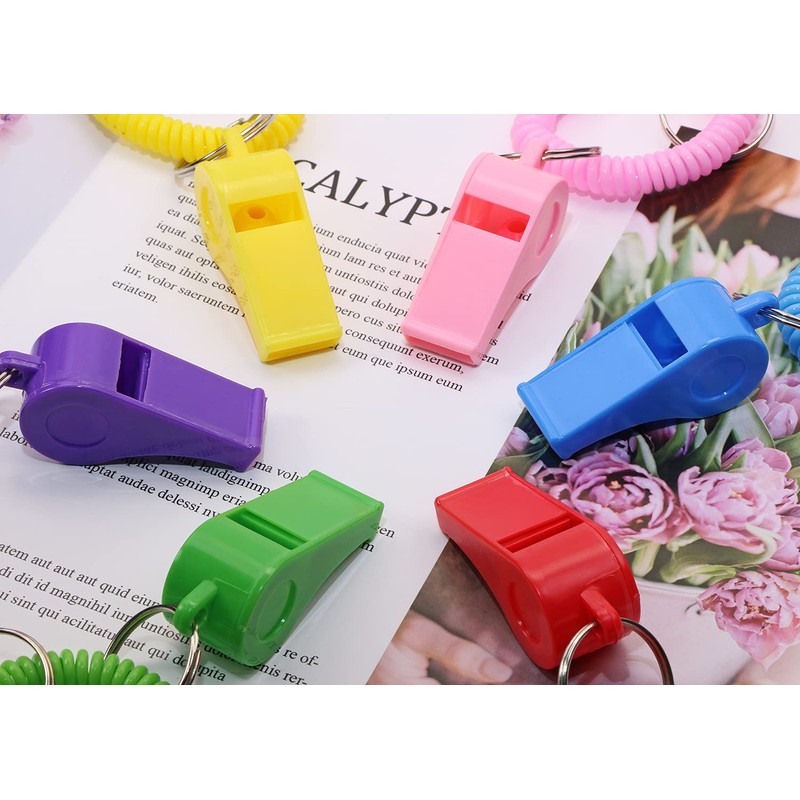 Sport Whistle with Bracelet 6pcs Loud Clear Plastic Whistles with