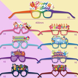 DPKOW 28pcs Paper Happy Birthday Party Glasses, Funny Photo Booth Props for Birthday Party Favor, Colorful Birthday Party Glasses for Kids Adult Birthday Party Accessories