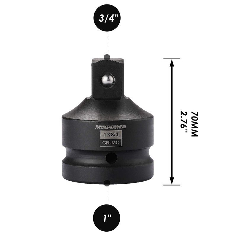 MIXPOWER 1-Inch Drive (F) to 3/4-Inch (M) Impact Socket Adapter