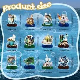 12Pcs Gone Fishing Party Decorations Fishing Centerpieces Fishing Party Decorations Fishing Birthday Party Decoration Fishing Table Decor for Fish Party Decoration Supplies