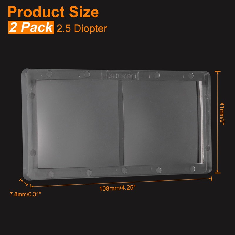 sourcing map 2pcs Welding Magnification Lens 2" x 4.25" (2.5