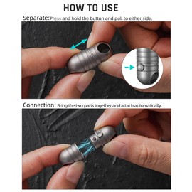 TISUR - Llavero magnético de liberación rápida, conector giratorio de titanio, soporte magnético para llaves con 2 llaveros, Ti Grey (paquete de 2), Small