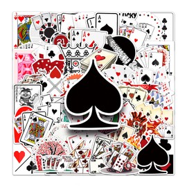 50 Pcs Poker Ace Card Vinyl Stickers,Poker Ace Card Graffiti Stickers,Vinyl Waterproof Sticker for Kids Teens Girls,for Phone Laptop Bottles Skateboard Computer Phone Luggage Guitar Gifts Sticker