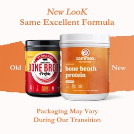 Zammex Pure Grass Fed Beef Bone Broth Protein Powder,20g Protein, Hydrolyzed Collagen Supplement for Healthy Skin,Nails,Hair,Joints, Non-GMO,Gluten Free,Paleo & Keto Friendly, Great in Soup