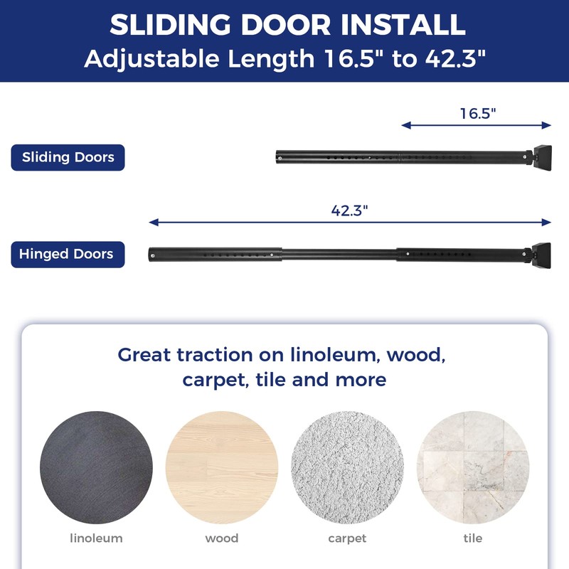 HonesaLoc 2-in-1 Door Security Bar & Sliding Patio Door Stopper