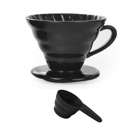 Ceramic Coffee Dripper, Size 02, Black, With Free Coffee Scoop, V60 Dripper