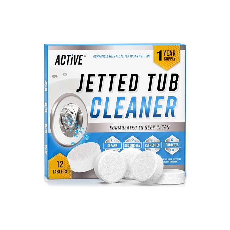 Jetted Tub Cleaner Bathtub Tabs - 12 ACTIVE Cleaning Tablets,