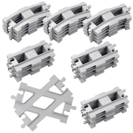 hocadon 43 x City Rail Building Blocks Rail Set with 28 Rail Bends, 14 Straight Rails, 1 Crossover Rail, Railway Rails for Train City Train for Gifts for Girls and Boys