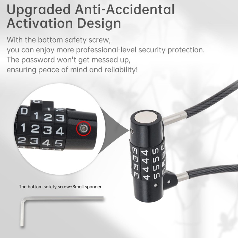 HOJLKLD Combination Lock Cable Lock with 4 Digits,Combination Padlock with