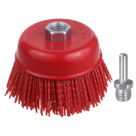 WENORA Abrasive Filament Nylon Bristle Cup Brush, 4" Nylon Cup Brush for Angle Grinder, 5/8" 11 Thread, 1/4" Drill Arbor-Remove Rust, Removal Rust Paint &Surface Prepping