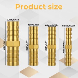 12 Pcs Brass Hose Barb Fitting, 1/4" 5/16" 3/8" 1/2" (6 mm/8 mm/10 mm/12 mm) Brass Barbed Hose Fittings Barb-Splicer Mender Hose-Fittings Fuel Gas Water Air Adapter Barbs-Fittings for Air/Fuel