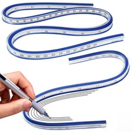 Pack of 2 Flexible Curve Ruler, Curve Ruler, Sewing Professional Flexible Ruler, 30 cm & 60 cm, Plastic Ruler, Curve Ruler, Flexible Measure Tool, Soft Ruler for Measurement/Dress