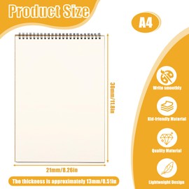 BNPHSIN A4 Sketch Books, Spiral Bound Sketch Pad, 120 Pages 60 Sheets Drawing Pads, Kraft Cover Hardback Sketch Pad, Sketch Book for Landscape, Artist Painting, Watercoulor