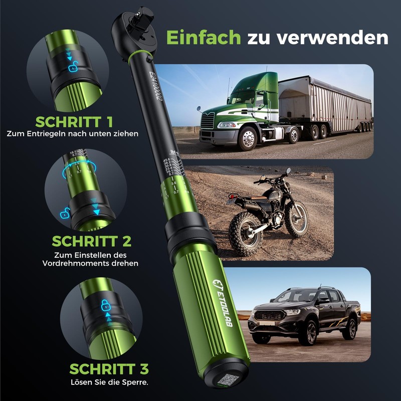 ETOOLAB 3/8 Inch Torque Wrench, 5-70 N·m/5-49.2 lbf·in, ±3% Error