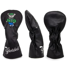 Golf Club Headcover Wood Cover Driver Fairway Wood Utility Hybrid Headcover with Number Tag Golf Head Cover PU Leather Fashion Bear Embroidery Black (1 Driver Cover)