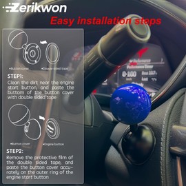 Zerikwon  Tape | Car Joystick Push Start Button Cover, Metal Push to Start Accessories, Car Starter Engine Start Stop Button Cover, Cool Car Accessories Interior Decor Push to Start Button Rocker, Blue.