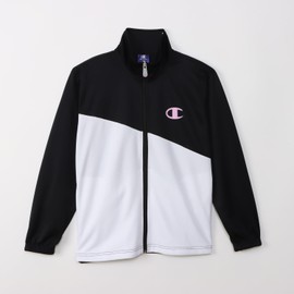 Champion CK-BSW01 Jersey, Top and Bottom, Kids, Long Sleeve, Set of 2, Quick Drying, One Point Logo, Rubber Print, Training Suit, Basic Sports, black x pink